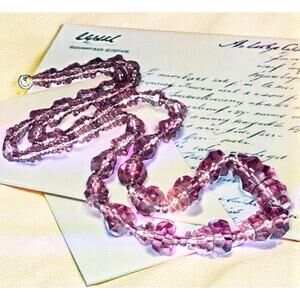 Roaring 1920s Art Deco Amethyst Purple Cut Glass Bead Vintage Estate Necklace